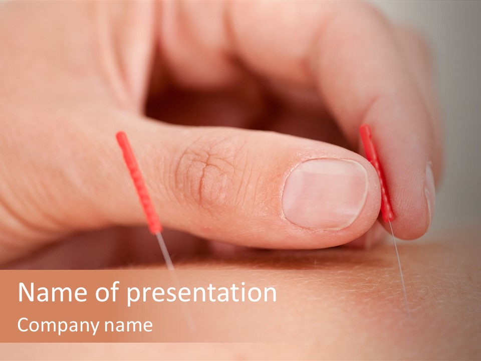 A Woman's Finger With A Needle In It PowerPoint Template