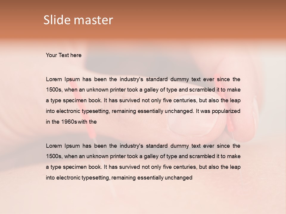 A Woman's Finger With A Needle In It PowerPoint Template