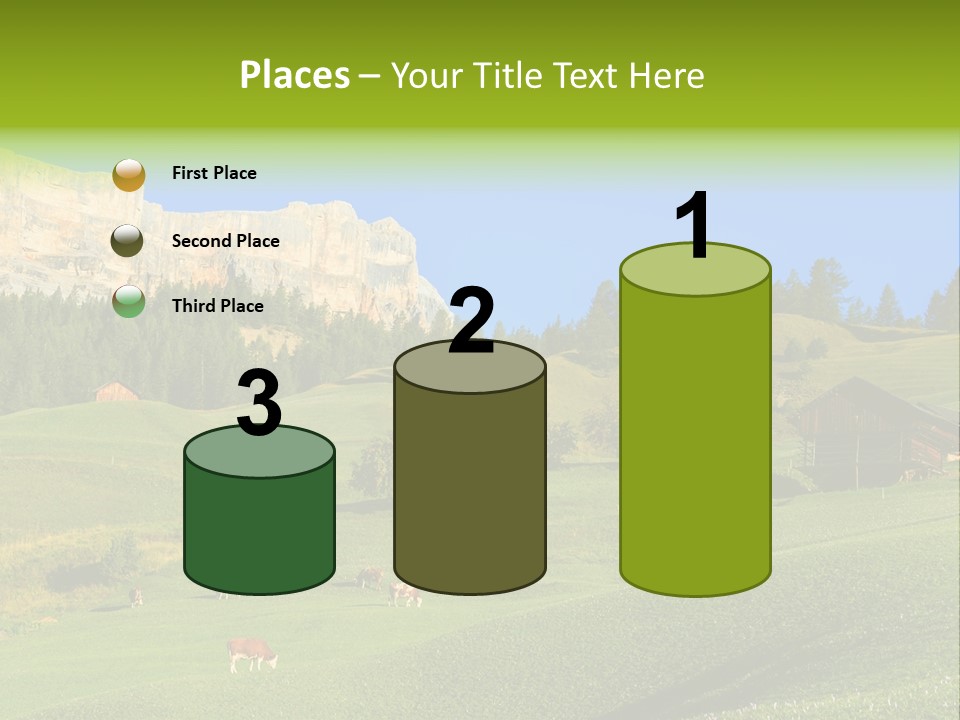 A Green Field With A Mountain In The Background PowerPoint Template