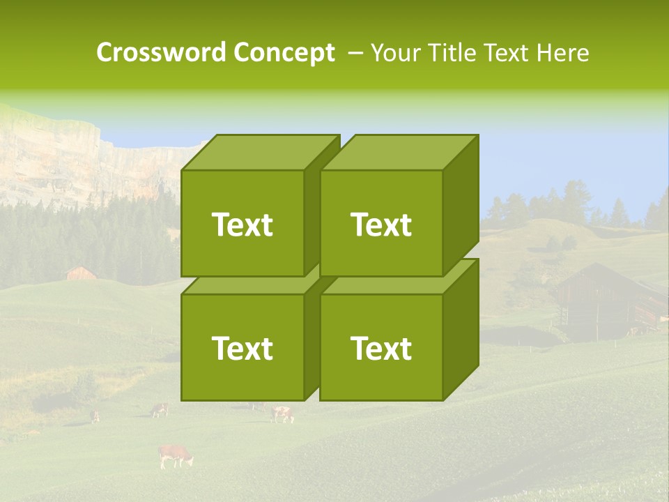 A Green Field With A Mountain In The Background PowerPoint Template