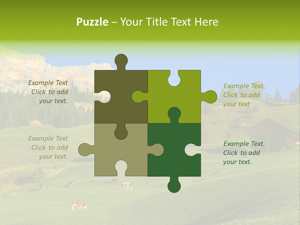 A Green Field With A Mountain In The Background PowerPoint Template