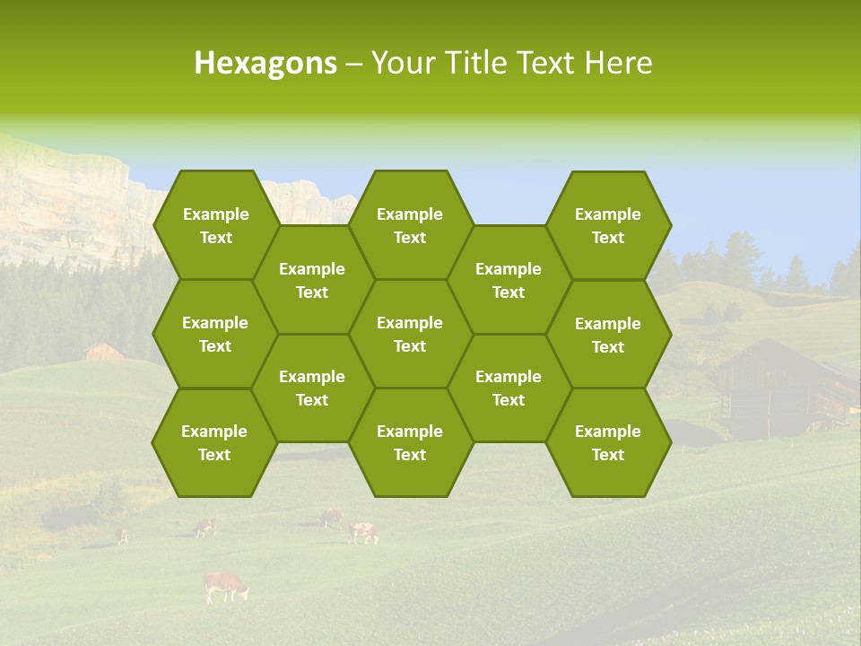 A Green Field With A Mountain In The Background PowerPoint Template