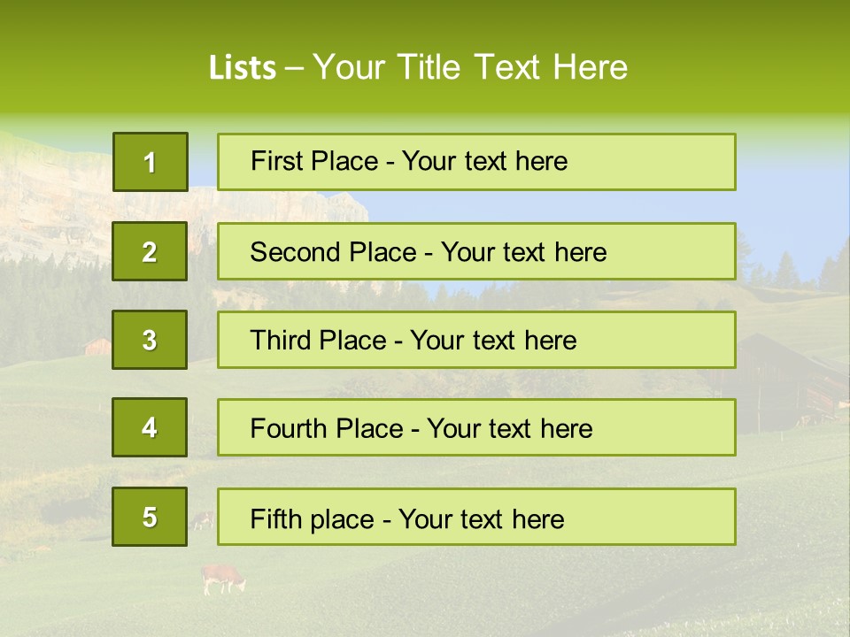 A Green Field With A Mountain In The Background PowerPoint Template