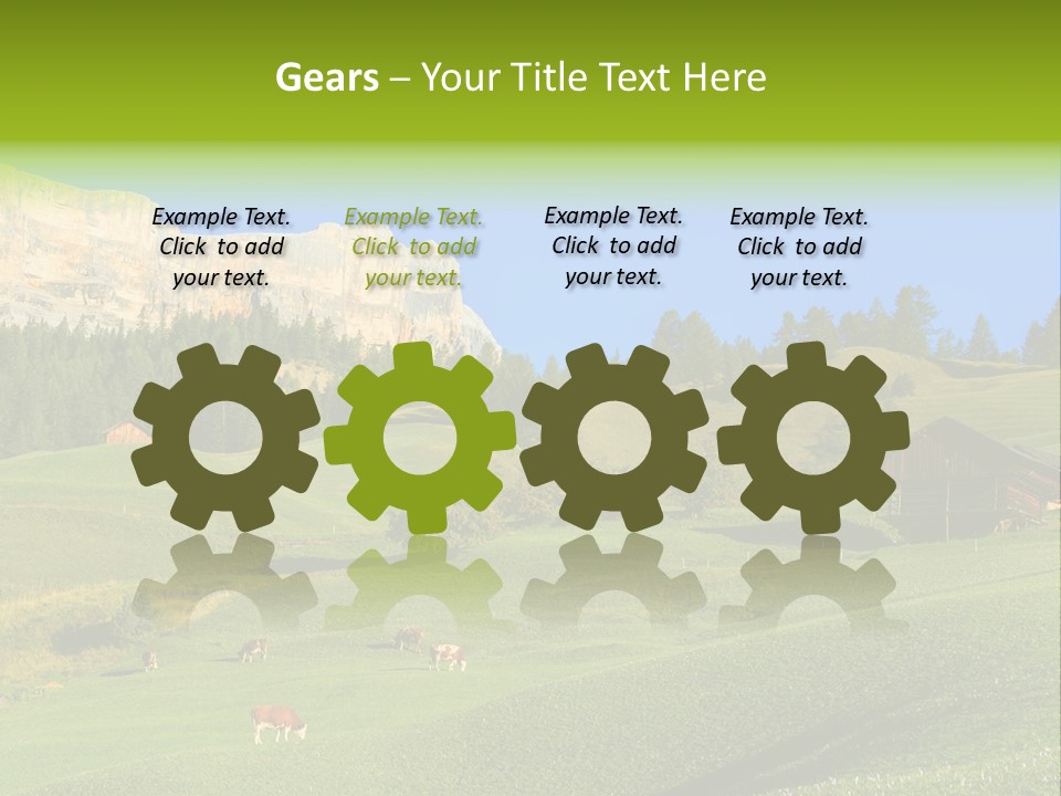 A Green Field With A Mountain In The Background PowerPoint Template