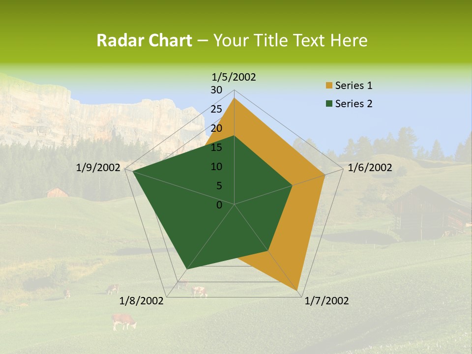 A Green Field With A Mountain In The Background PowerPoint Template
