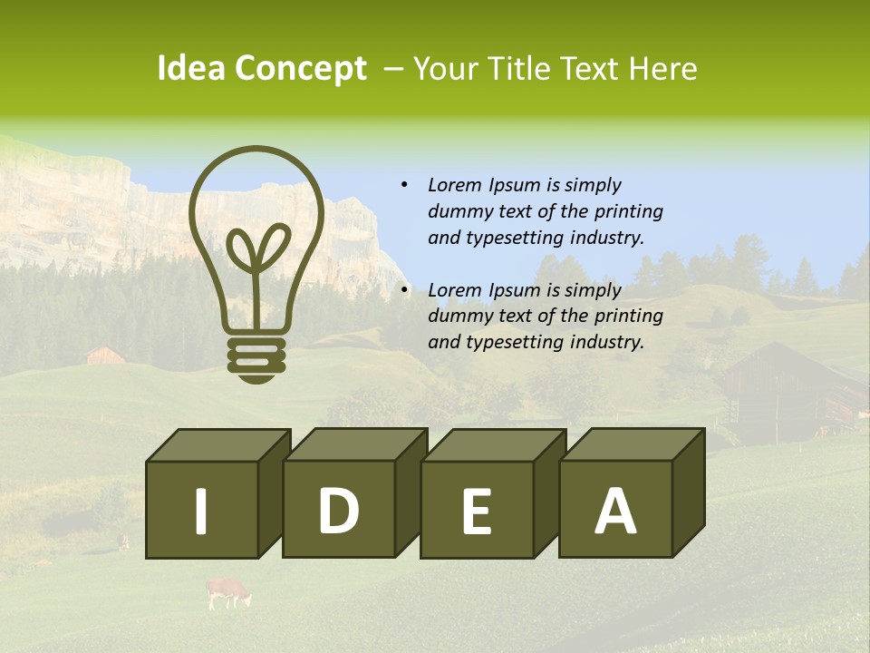 A Green Field With A Mountain In The Background PowerPoint Template