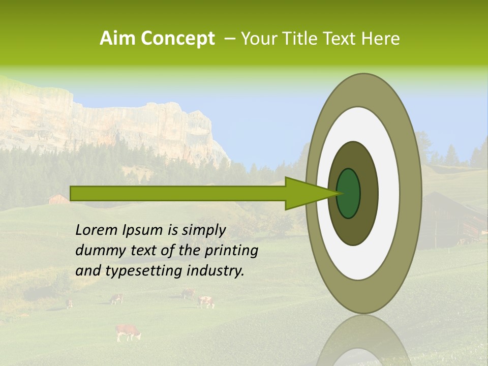 A Green Field With A Mountain In The Background PowerPoint Template