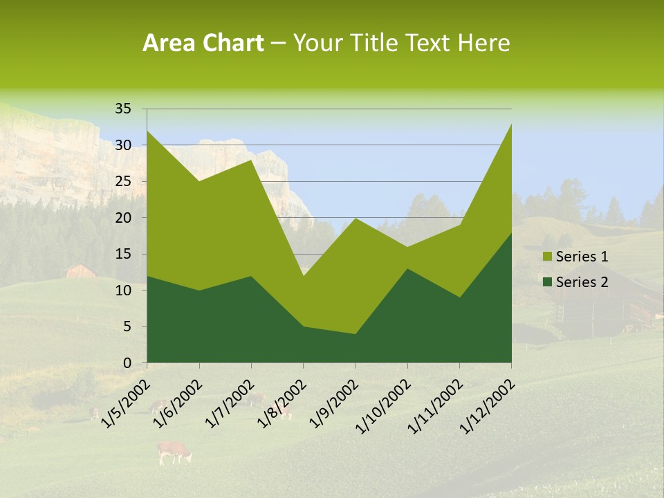 A Green Field With A Mountain In The Background PowerPoint Template