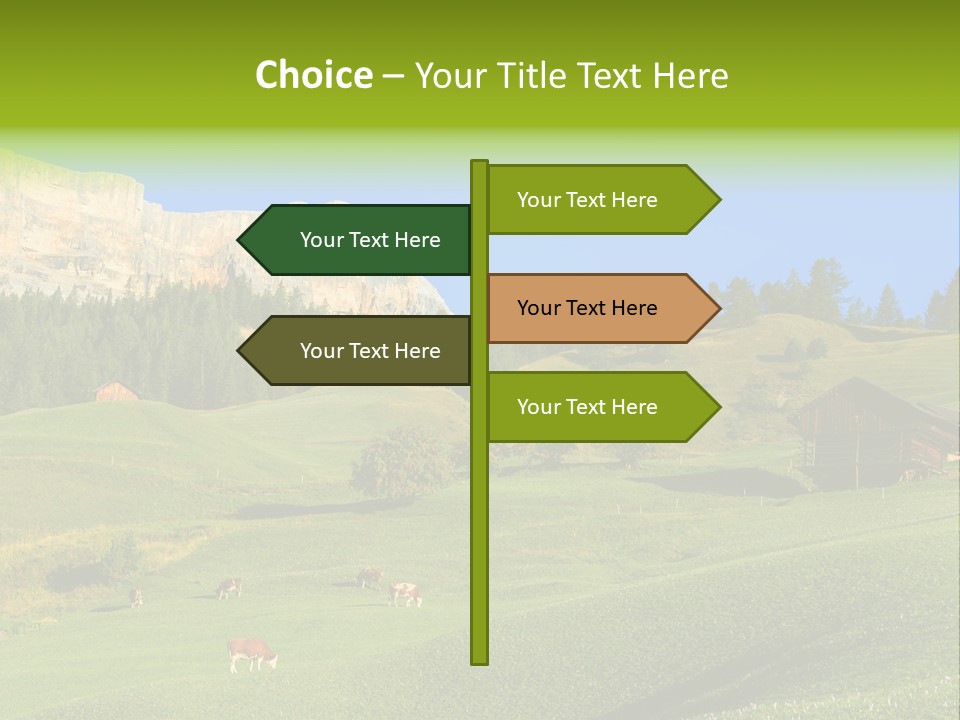 A Green Field With A Mountain In The Background PowerPoint Template