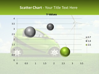 A Small Green Car Parked In A Field With Windmills In The Background PowerPoint Template
