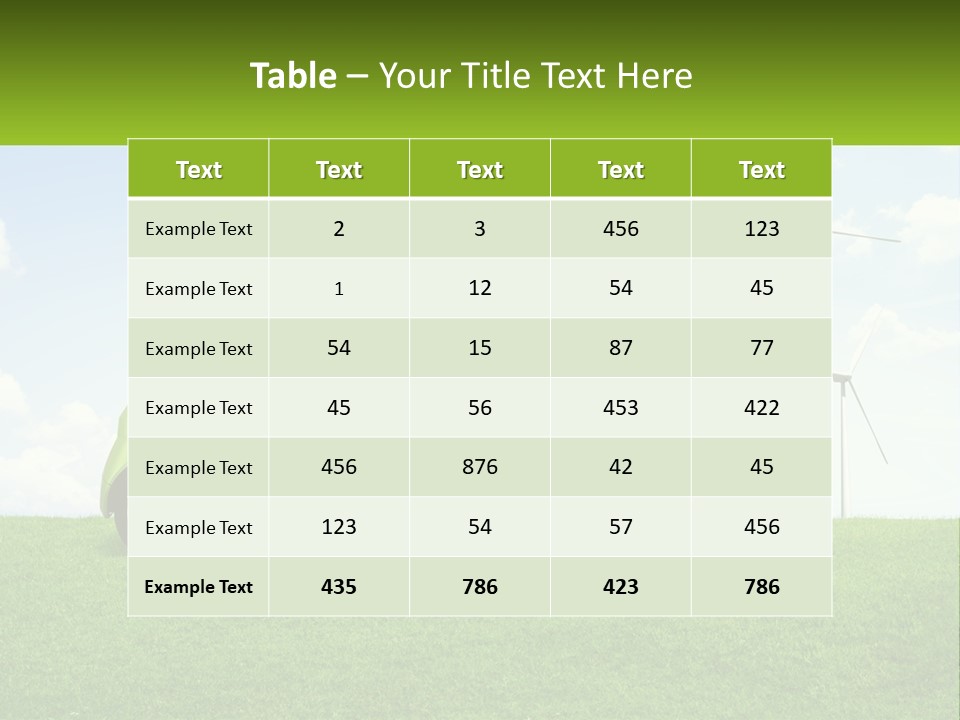 A Small Green Car Parked In A Field With Windmills In The Background PowerPoint Template