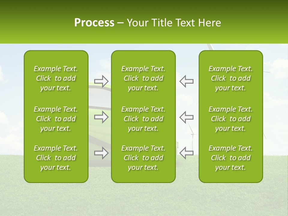 A Small Green Car Parked In A Field With Windmills In The Background PowerPoint Template