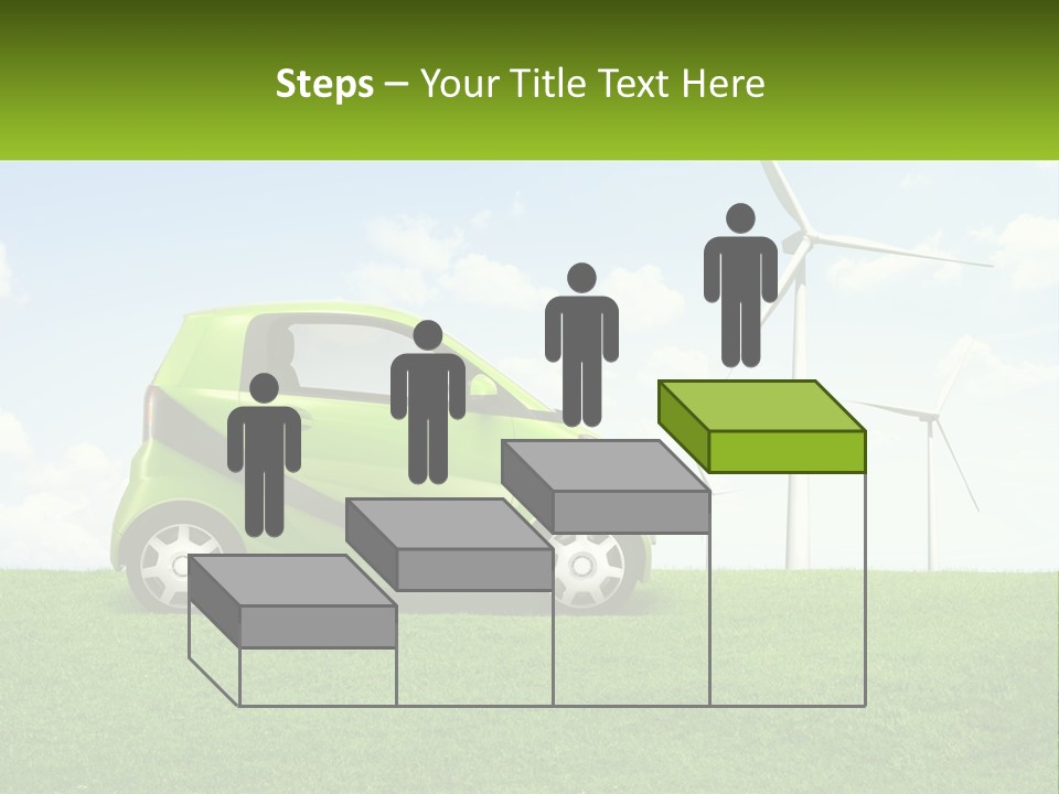 A Small Green Car Parked In A Field With Windmills In The Background PowerPoint Template