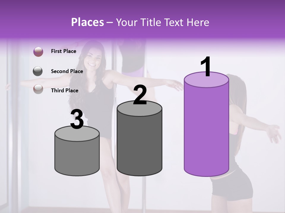 A Woman Standing On A Pole In Front Of A Mirror PowerPoint Template