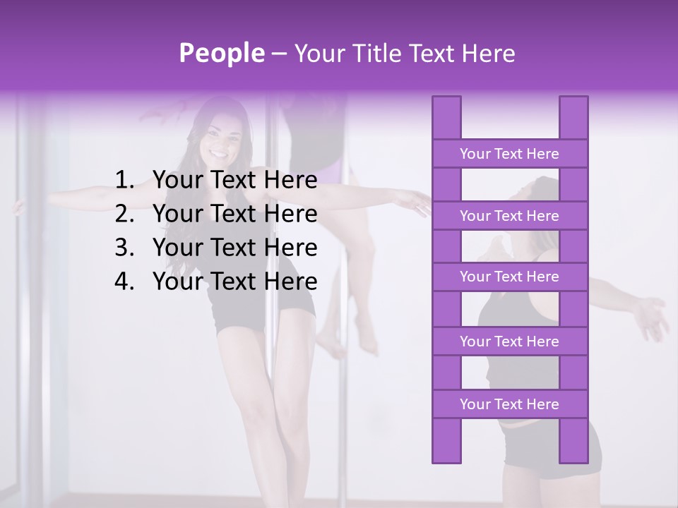 A Woman Standing On A Pole In Front Of A Mirror PowerPoint Template