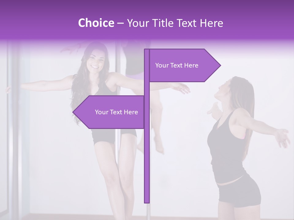 A Woman Standing On A Pole In Front Of A Mirror PowerPoint Template