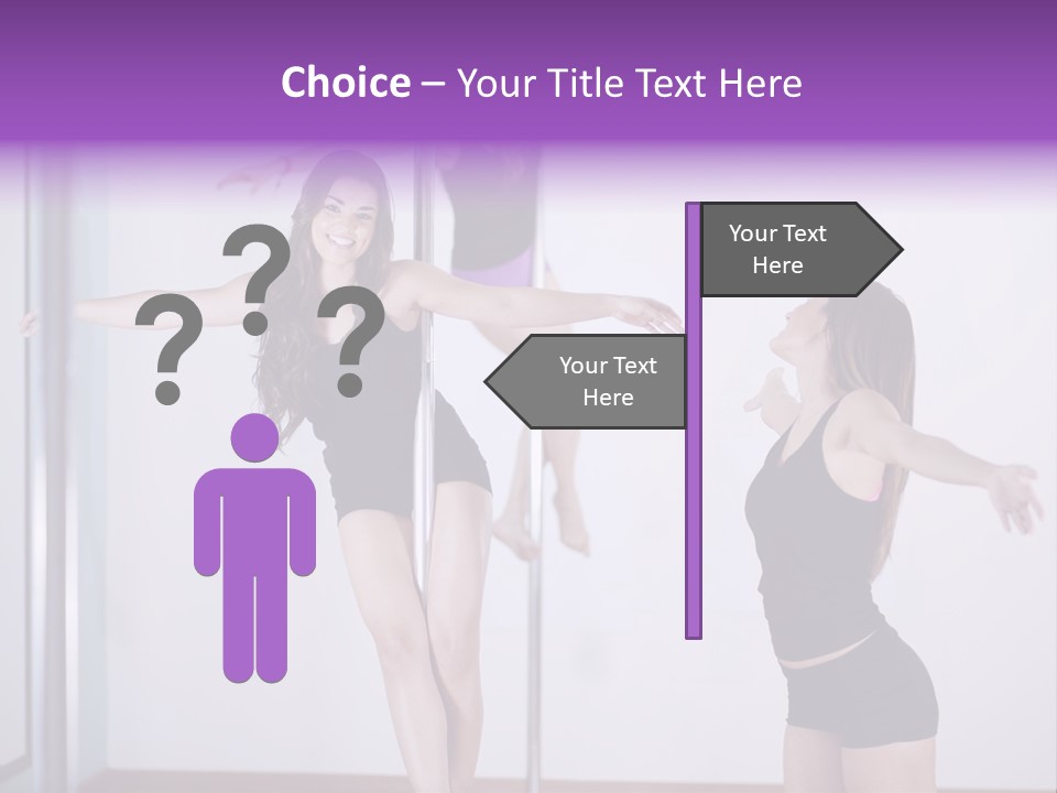A Woman Standing On A Pole In Front Of A Mirror PowerPoint Template