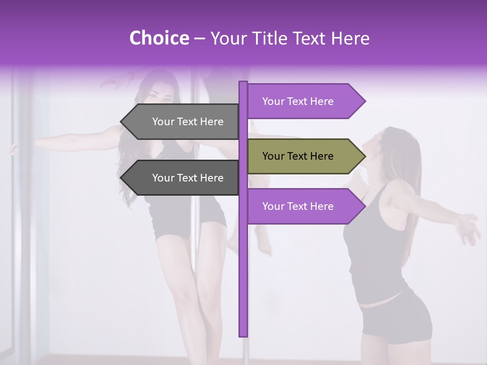 A Woman Standing On A Pole In Front Of A Mirror PowerPoint Template