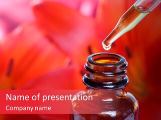 A Dropper Bottle Filled With Liquid Sitting On Top Of A Table PowerPoint Template