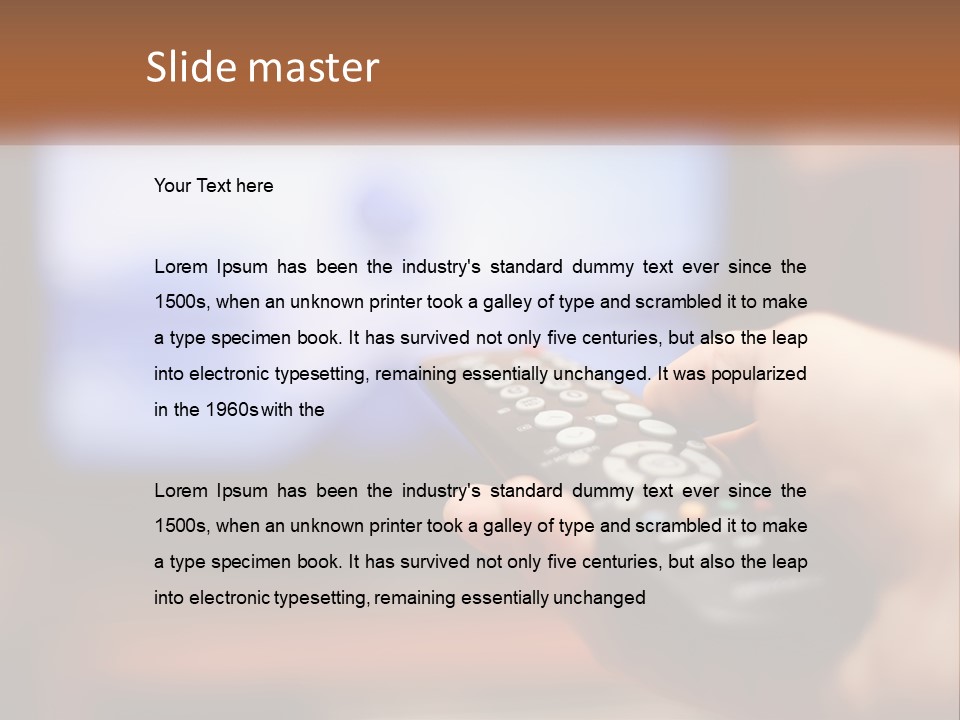 A Person Holding A Remote Control In Front Of A Television PowerPoint Template