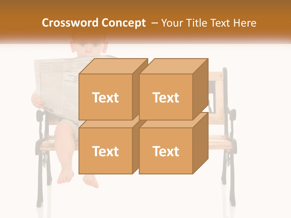A Child Sitting On A Bench Reading A Newspaper PowerPoint Template