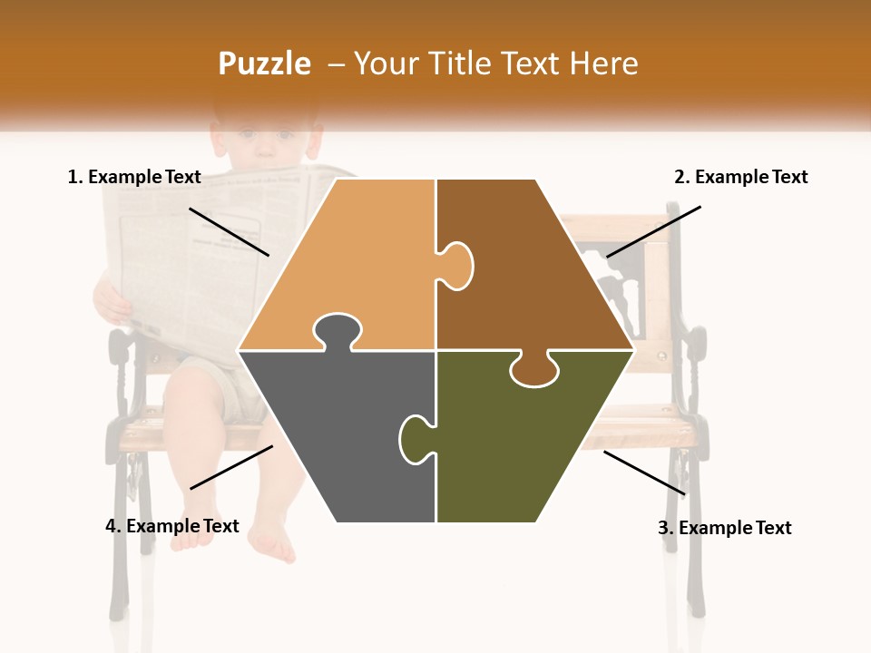 A Child Sitting On A Bench Reading A Newspaper PowerPoint Template