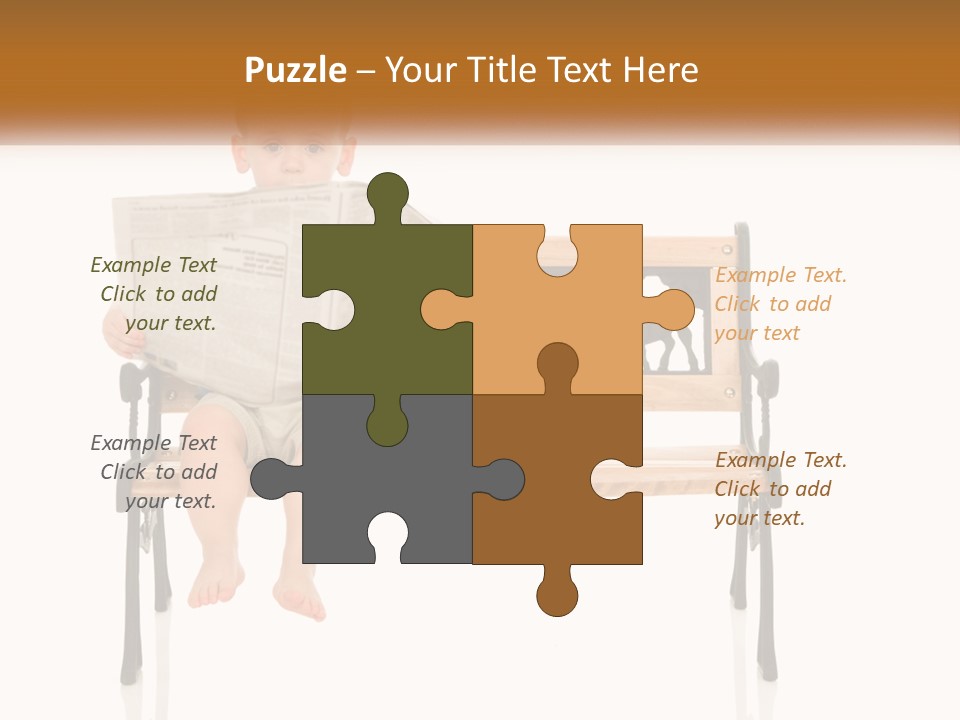 A Child Sitting On A Bench Reading A Newspaper PowerPoint Template