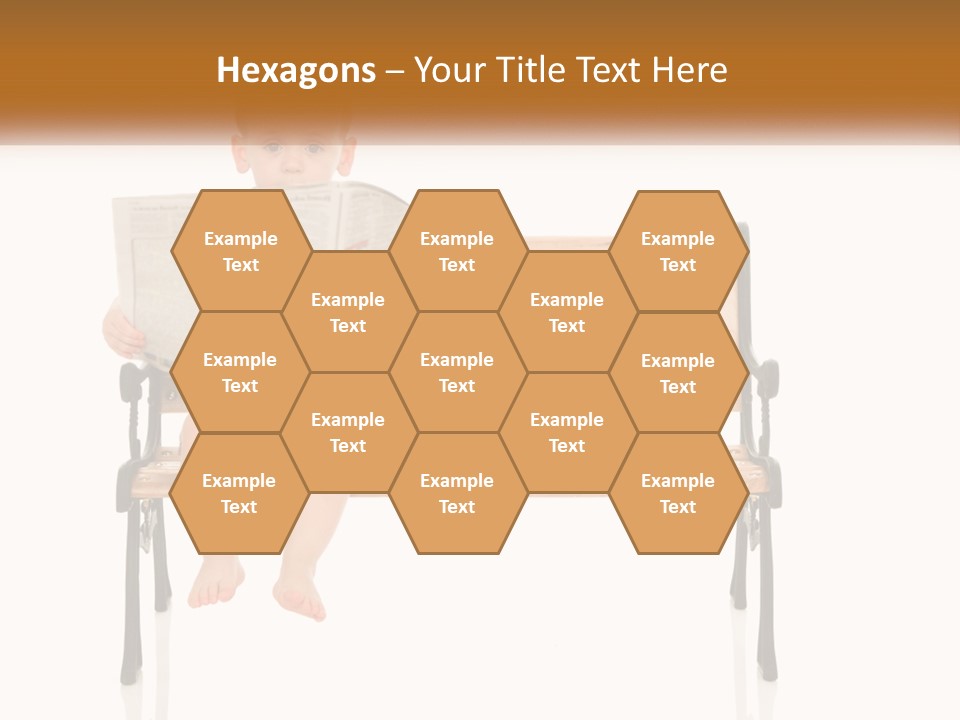 A Child Sitting On A Bench Reading A Newspaper PowerPoint Template