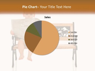 A Child Sitting On A Bench Reading A Newspaper PowerPoint Template