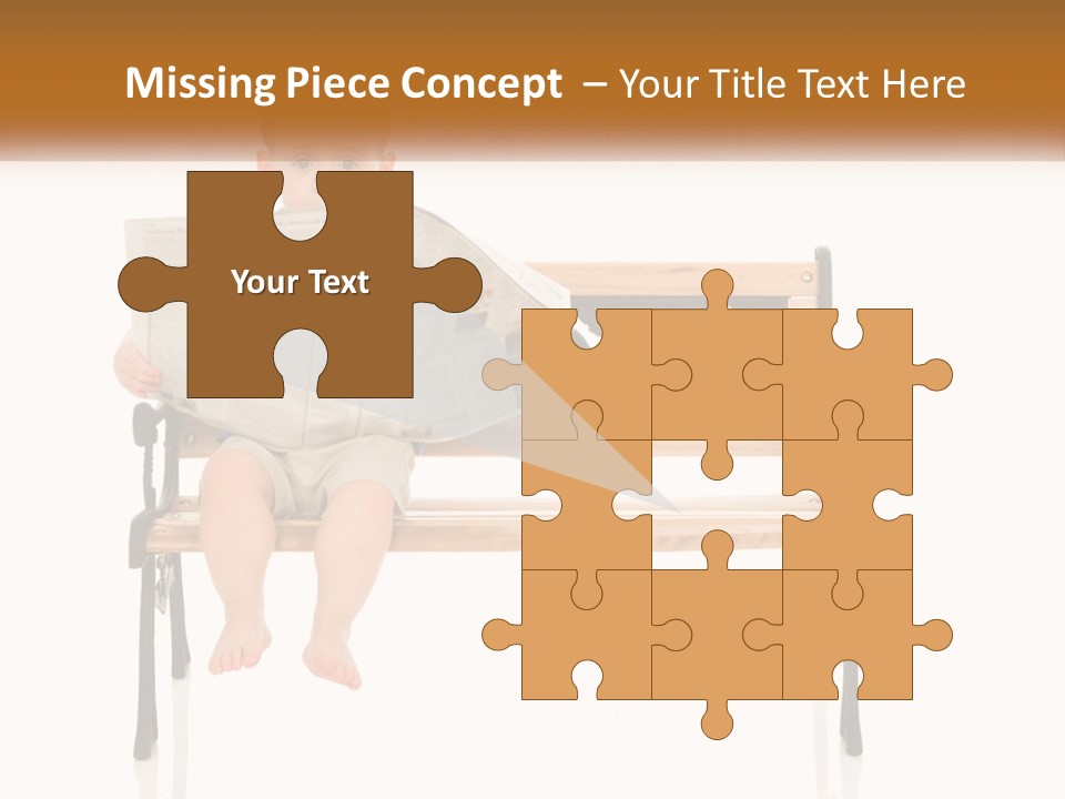 A Child Sitting On A Bench Reading A Newspaper PowerPoint Template