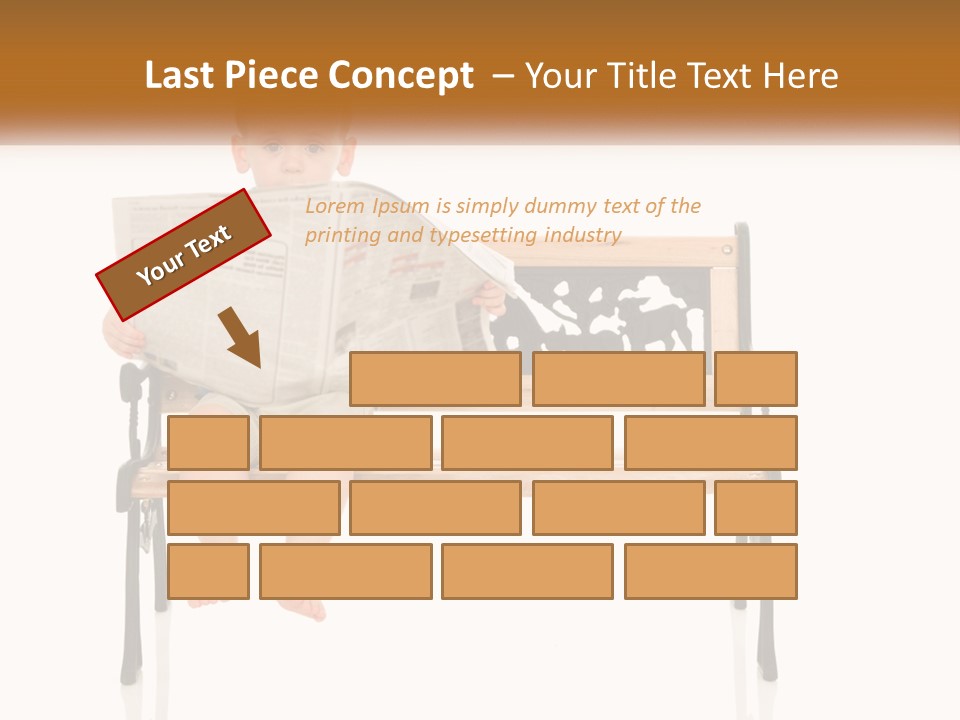 A Child Sitting On A Bench Reading A Newspaper PowerPoint Template