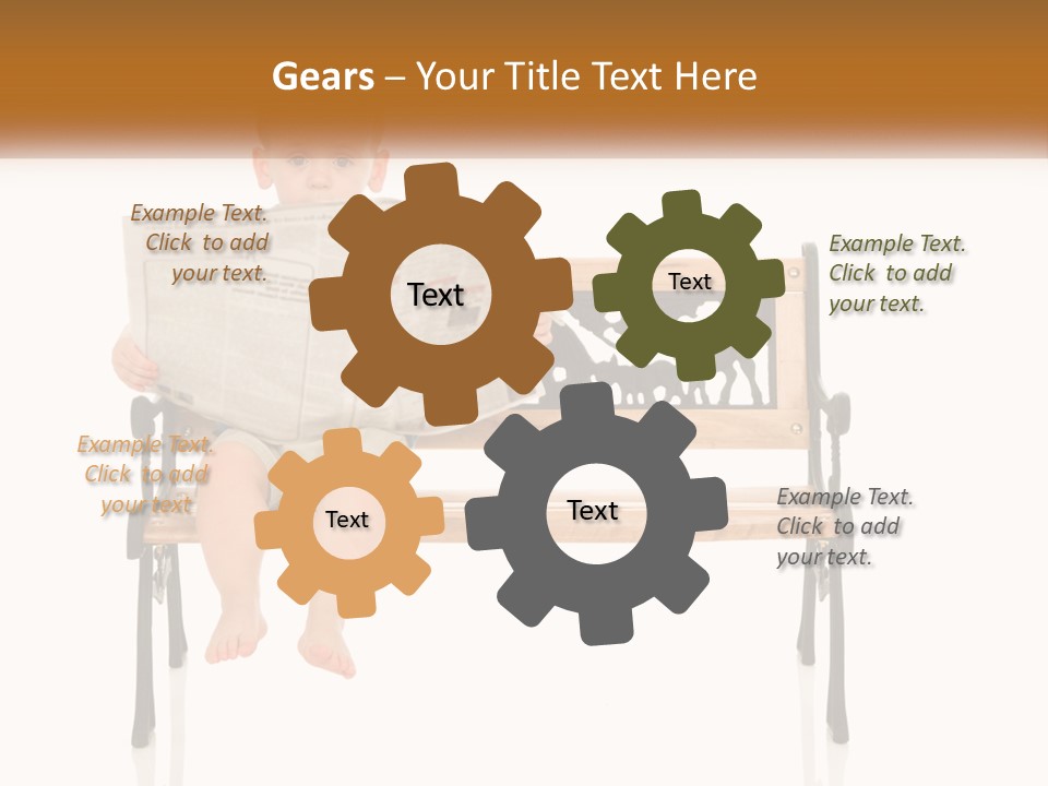 A Child Sitting On A Bench Reading A Newspaper PowerPoint Template