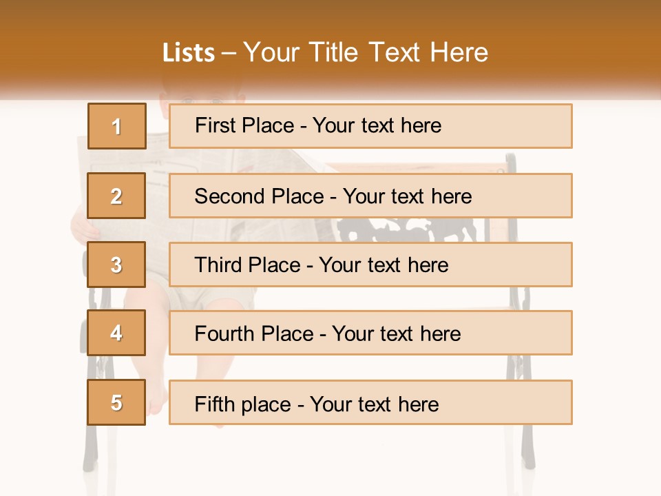 A Child Sitting On A Bench Reading A Newspaper PowerPoint Template