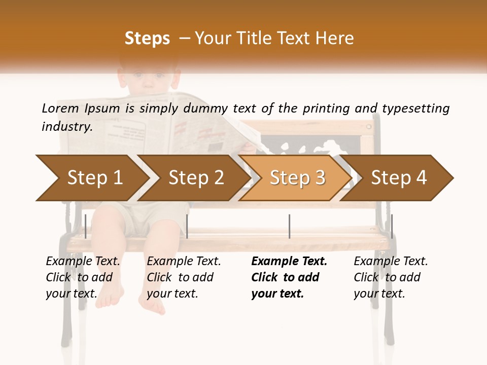 A Child Sitting On A Bench Reading A Newspaper PowerPoint Template
