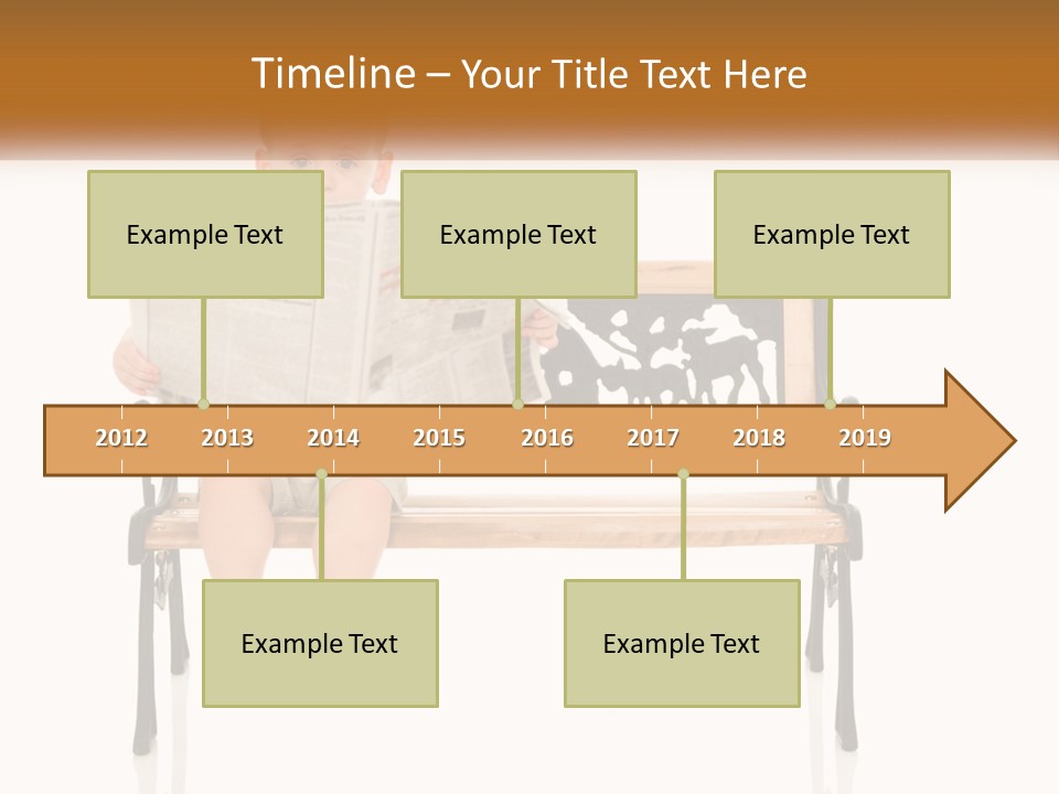 A Child Sitting On A Bench Reading A Newspaper PowerPoint Template