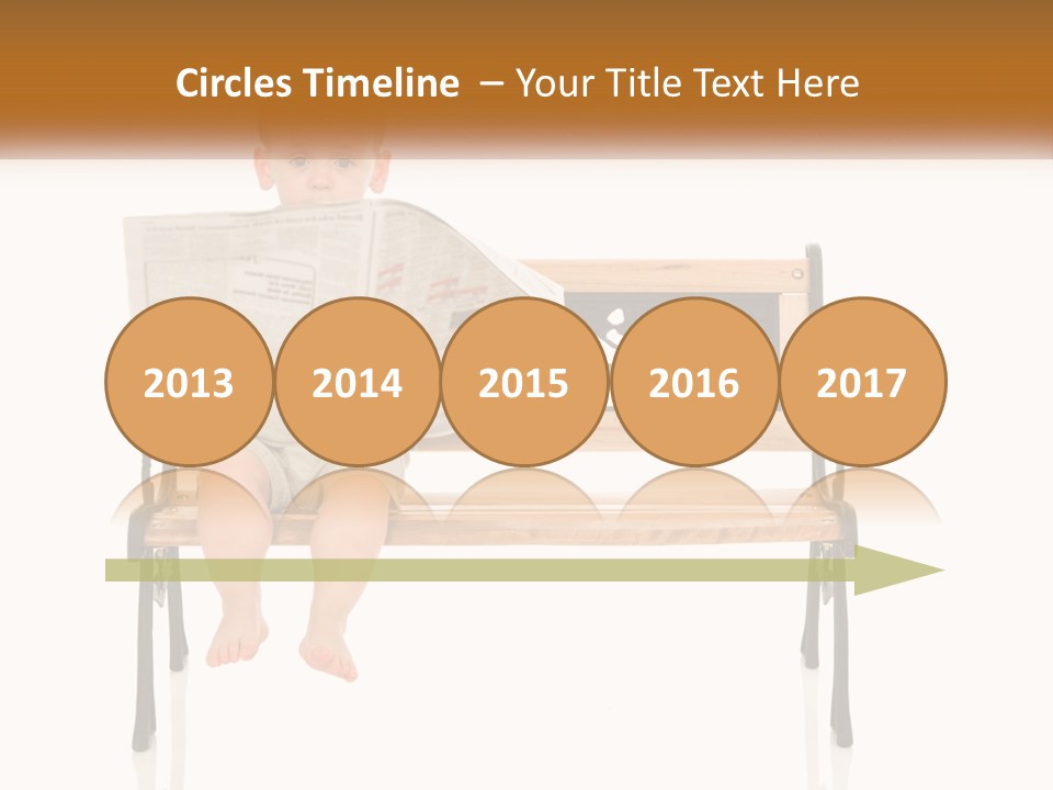 A Child Sitting On A Bench Reading A Newspaper PowerPoint Template