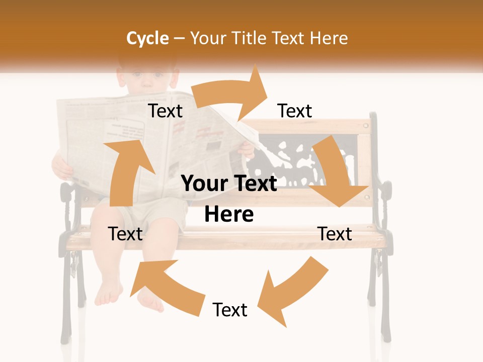 A Child Sitting On A Bench Reading A Newspaper PowerPoint Template