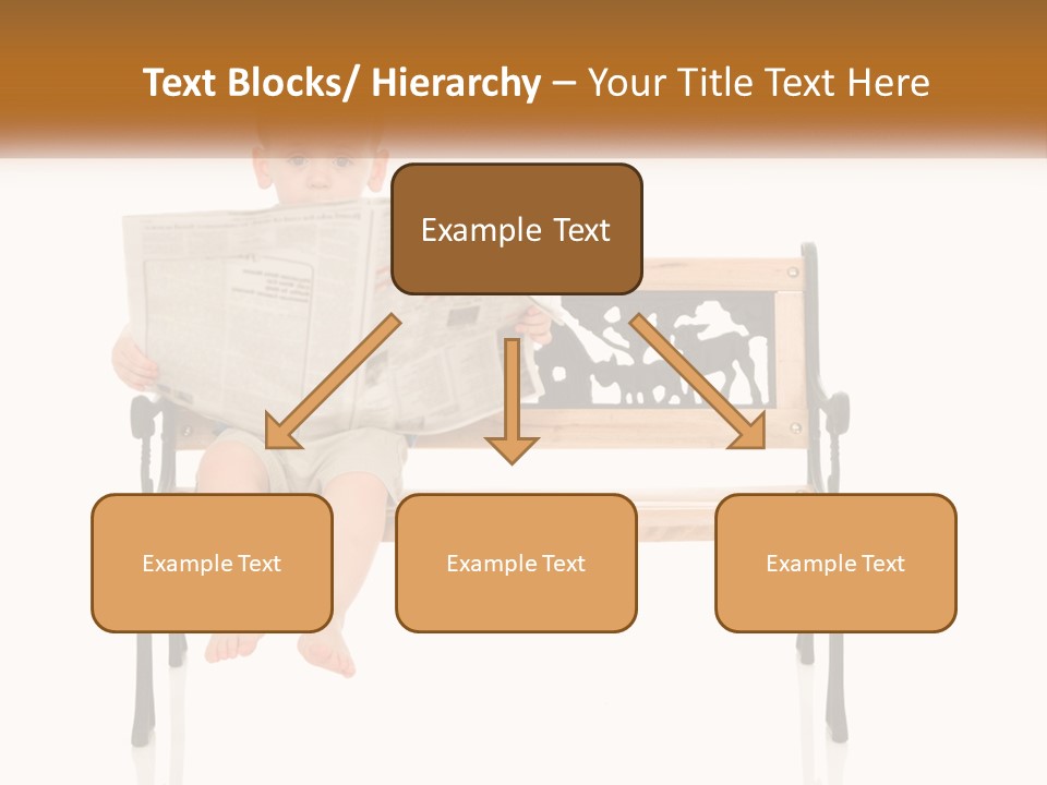A Child Sitting On A Bench Reading A Newspaper PowerPoint Template
