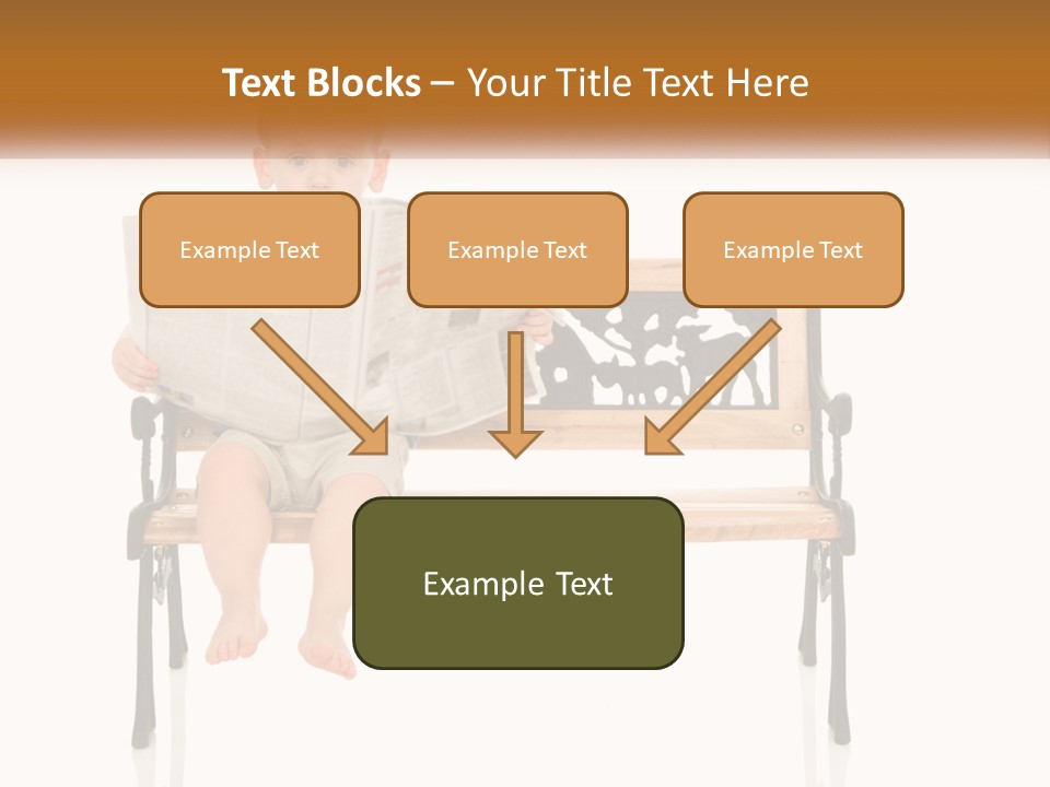 A Child Sitting On A Bench Reading A Newspaper PowerPoint Template