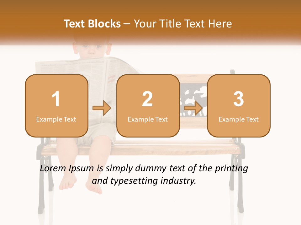 A Child Sitting On A Bench Reading A Newspaper PowerPoint Template