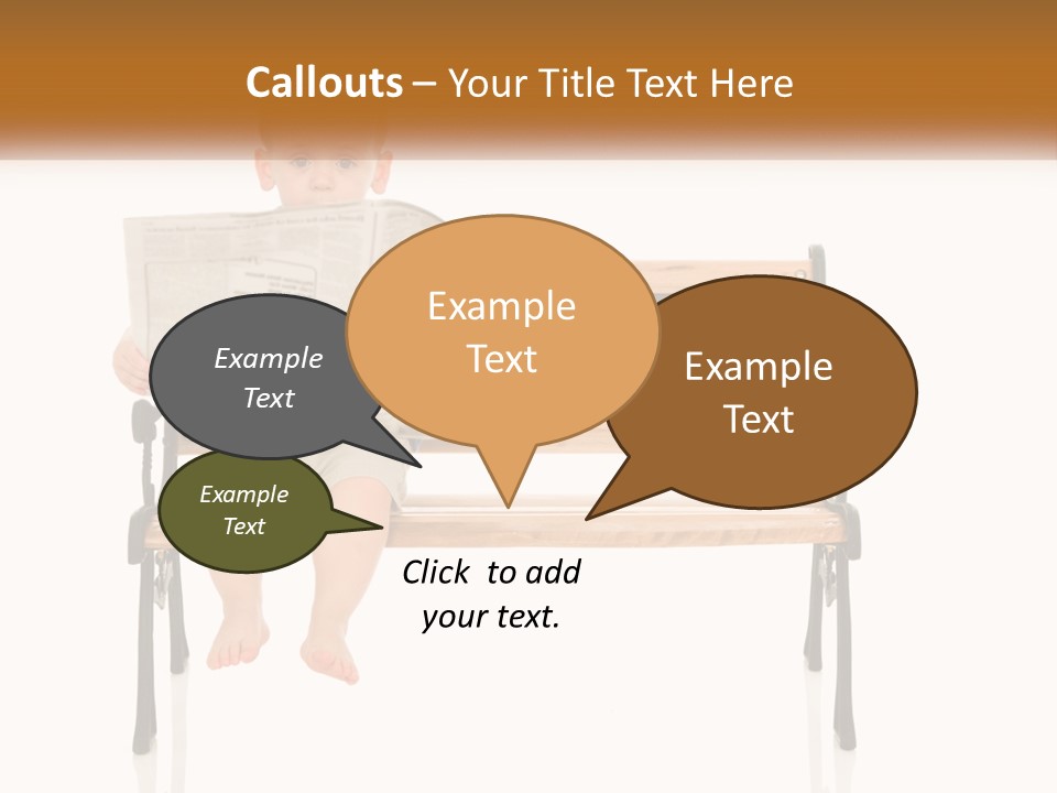 A Child Sitting On A Bench Reading A Newspaper PowerPoint Template