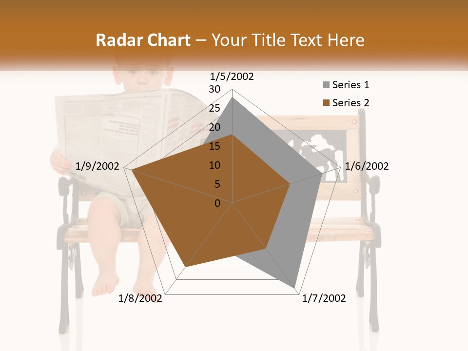 A Child Sitting On A Bench Reading A Newspaper PowerPoint Template