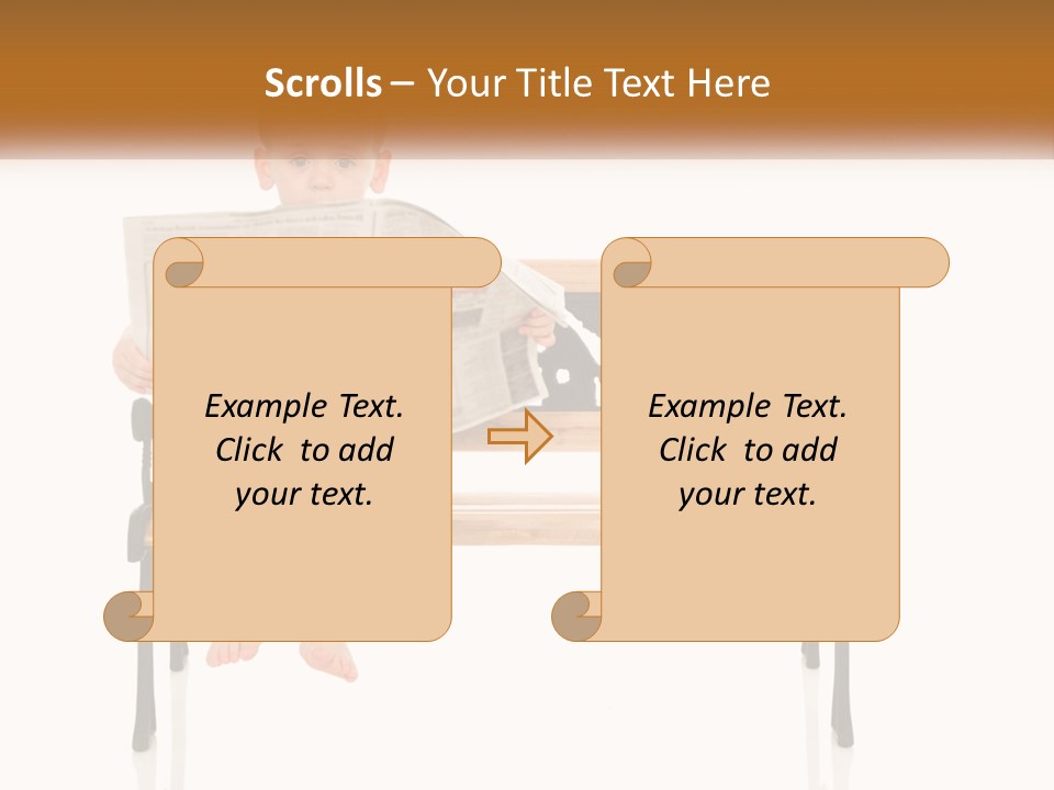 A Child Sitting On A Bench Reading A Newspaper PowerPoint Template