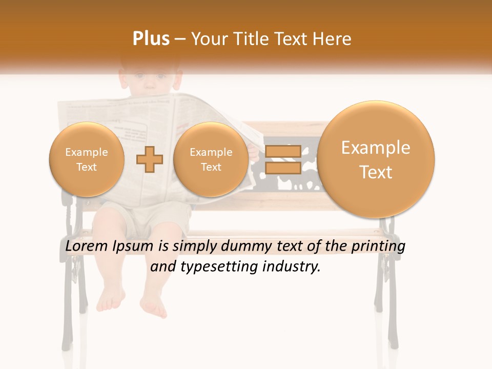 A Child Sitting On A Bench Reading A Newspaper PowerPoint Template
