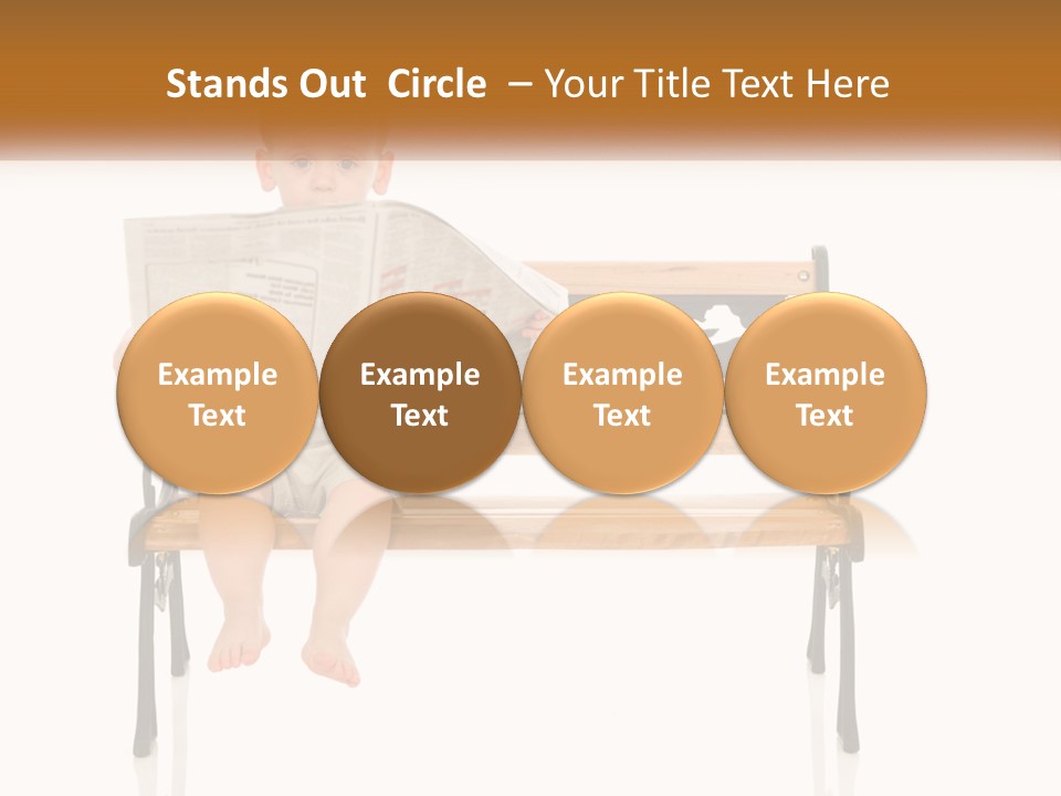 A Child Sitting On A Bench Reading A Newspaper PowerPoint Template