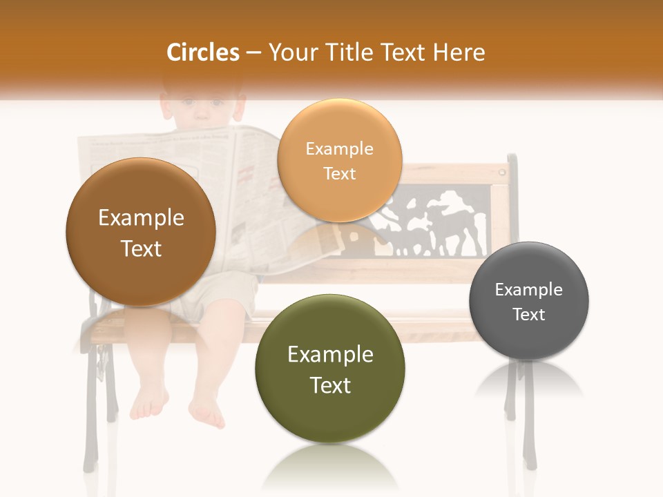 A Child Sitting On A Bench Reading A Newspaper PowerPoint Template