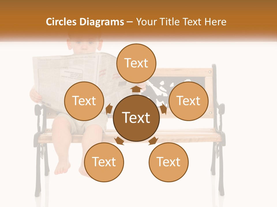 A Child Sitting On A Bench Reading A Newspaper PowerPoint Template