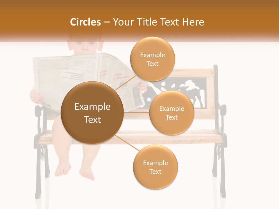 A Child Sitting On A Bench Reading A Newspaper PowerPoint Template