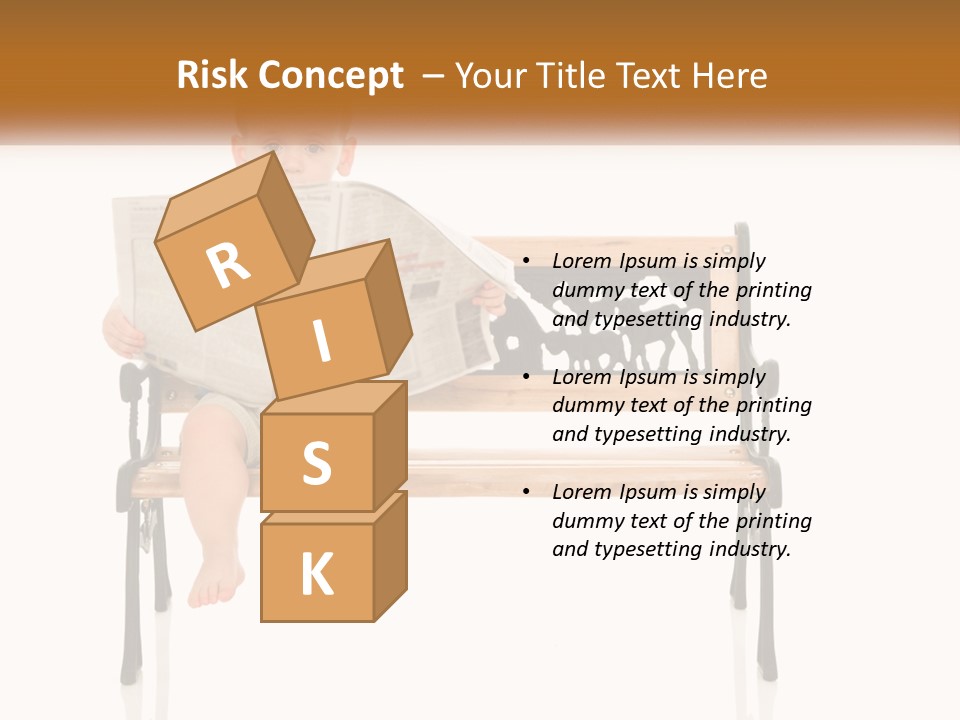 A Child Sitting On A Bench Reading A Newspaper PowerPoint Template
