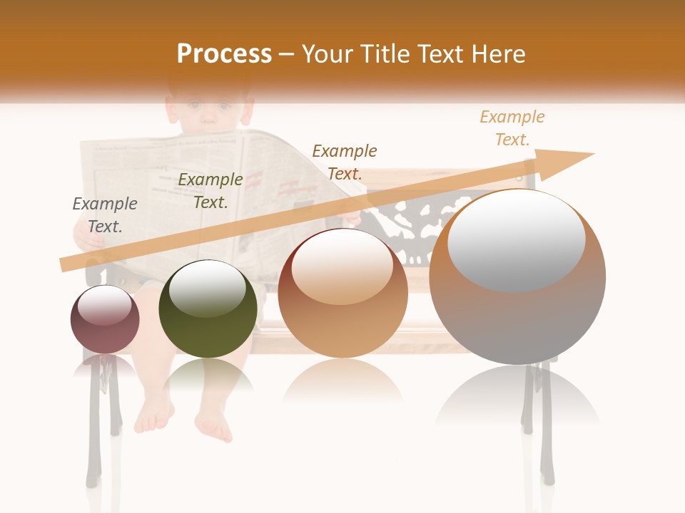 A Child Sitting On A Bench Reading A Newspaper PowerPoint Template